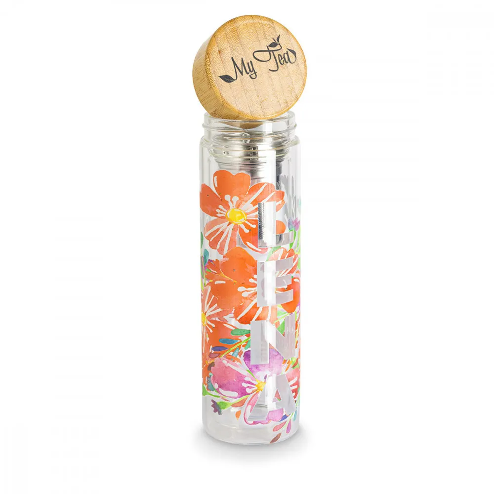 Sublimations - Glasflasche mit Teesieb & Bambusdeckel 420ml